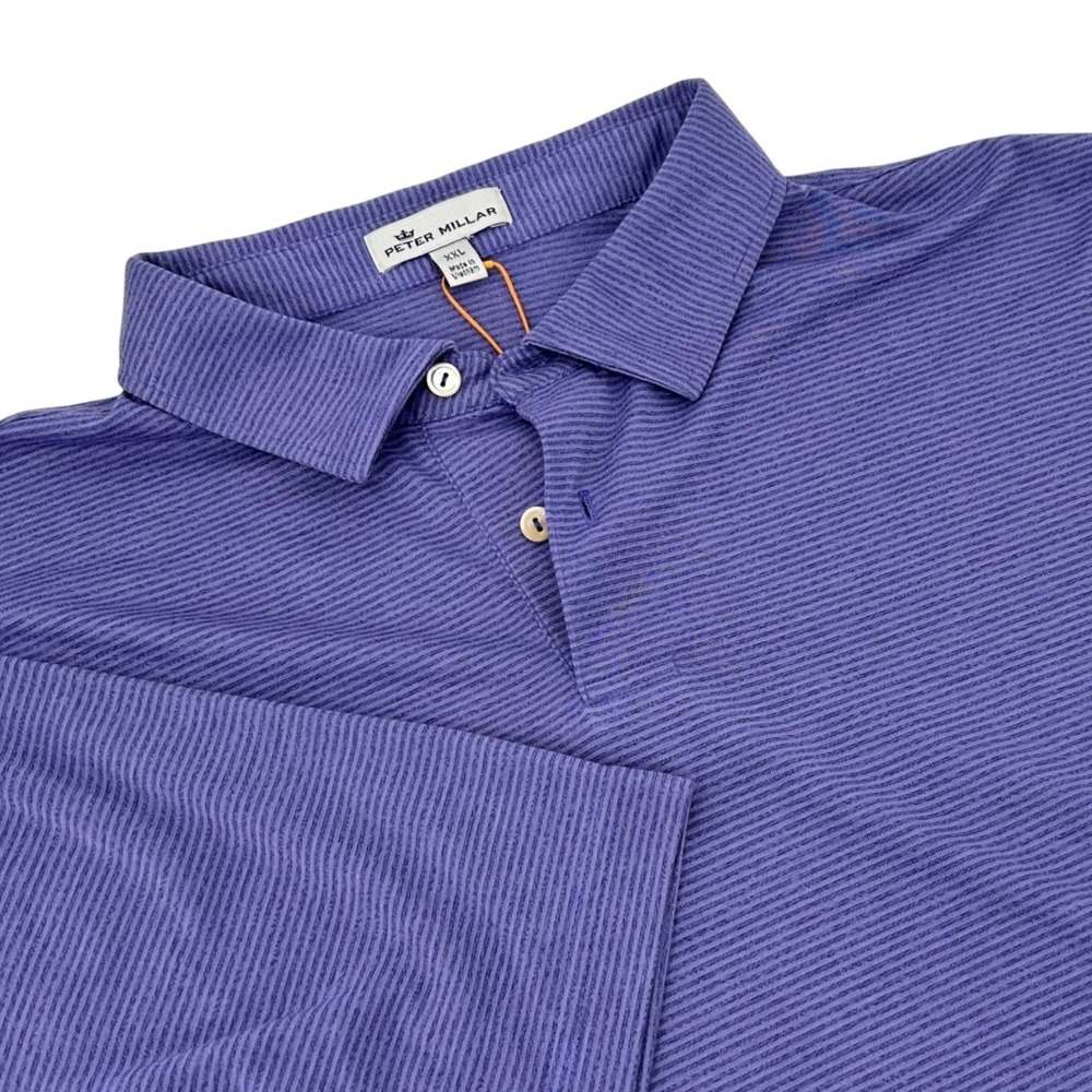 Peter Millar Crown Sport Mens XXL Purple Striped Performance Polo MF18EK71S